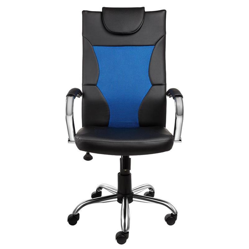 Кресло руководителя Alvest 134 CH, экокожа/сетка черно-синяя, хром
