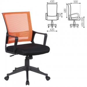 Кресло офисное Brabix "Balance MG-320", ткань/сетка черная/оранжевая