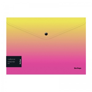 Папка-конверт на кнопке Berlingo Radiance (А4, 180мкм, пластик) желтый/розовый градиент, с рисунком, 12шт. (EFb_A4001)