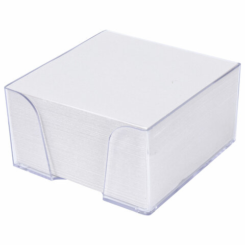 Блок-кубик для записей Staff, 90x90x50мм, белый, белизна 70-80%, прозрачный бокс (129194)