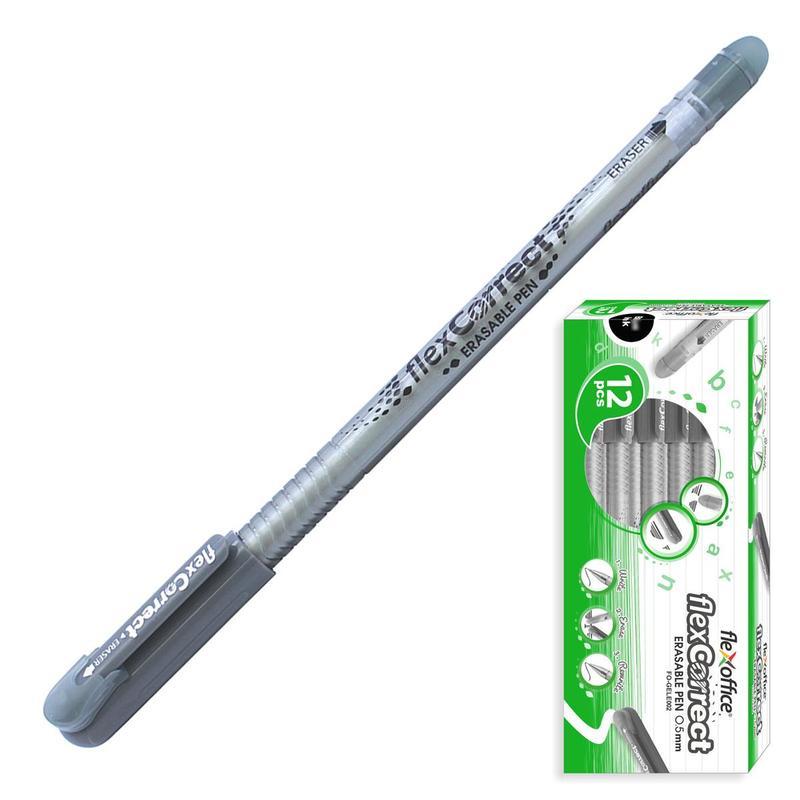 Ручка гелевая стираемая Flexoffice (0.5мм, черная) 12шт.