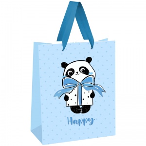 Пакет подарочный 26x32x12см MESHU "PandaGift_Blue", отд. фольгой, матовая ламинация (MS_45832), 12шт.