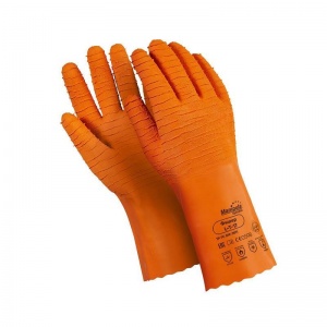 Перчатки защитные латексные Manipula Specialist "Фишер" КЩС, повышенная прочность, оранжевые (размер 9-9.5, L), 1 пара (L-T-17/CG-948)