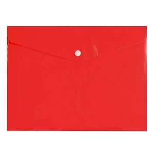 Папка-конверт на кнопке inФОРМАТ (А5, 180мкм, пластик) прозрачная красная, 20шт.