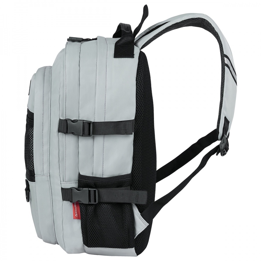 Рюкзак школьный Brauberg TRILL универсальный, 3 отделения, серый с черными вставками, 43х31х14см (271658)