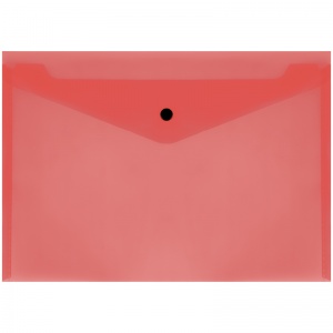 Папка-конверт на кнопке Стамм (А4, 150мкм, пластик) прозрачная, красная (ММ-32275)