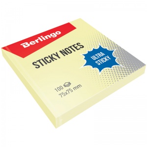 Стикеры (самоклеящийся блок) Berlingo Ultra Sticky, 75x75мм, желтый пастель, 100 листов (LSn_39100), 12 уп.