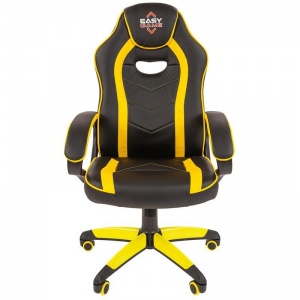 Кресло игровое Easy Chair 687 TPU, экокожа желтая/черная, пластик