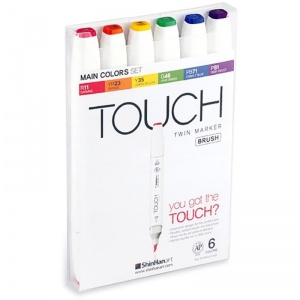 Набор маркеров художественных Touch Brush, основные цвета, 6шт.