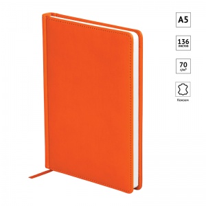 Ежедневник недатированный А5 OfficeSpace Winner (136 листов) обложка кожзам, оранжевая (En5_12689)