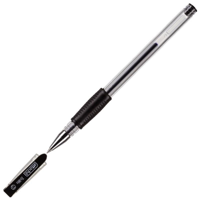 Ручка гелевая Attache Town (0.5мм, черный, резиновая манжетка), 12шт.
