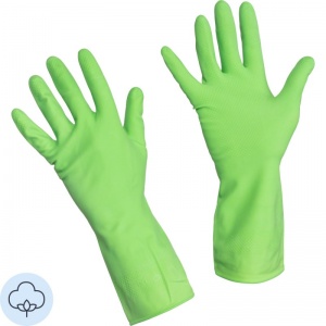 Перчатки защитные латексные York "Алоэ", ароматизированные, зеленые, размер 9 (L), 1 пара (092140)