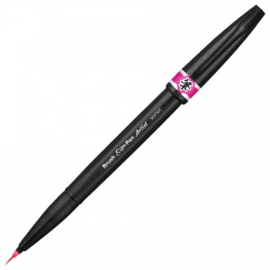 Ручка-кисть капиллярная Pentel Brush Sign Pen Artist (0.5-5мм) розовая, 12шт. (SESF30C-P)