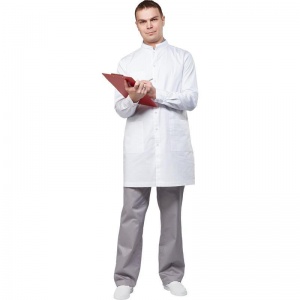 Мед.одежда Халат мужской м10-ХЛ длинный рукав белый (размер 44-46, рост 182-188)