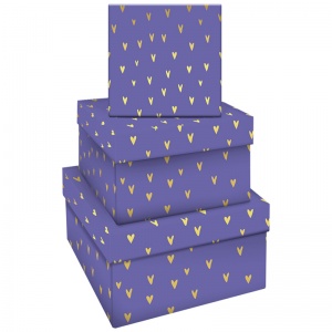 Набор квадратных коробок 3-в-1 MESHU "Hearts of gold" (19,5x19,5x11-15,5x15,5x9см) (MS_46598)