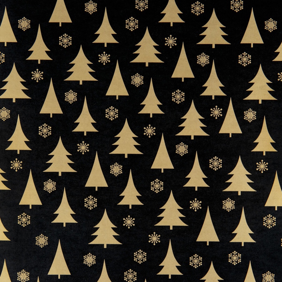Бумага упаковочная новогодняя Золотая Сказка &quot;Black&Gold&quot;, 70х100см, 10 дизайнов, 50шт. (591910)
