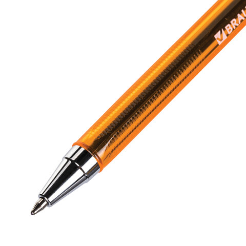 Ручка шариковая Brauberg M-500 Amber (0.35мм, синий цвет чернил, корпус тонированный оранжевый) 50шт. (143451)