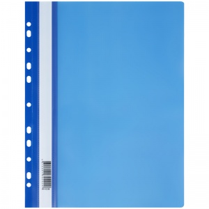 Папка-скоросшиватель с перфорацией на корешке Стамм (А4, 160мкм, до 100л., пластик) синяя (ММ-32255), 10шт.