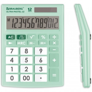 Калькулятор настольный Brauberg Ultra Pastel-12-LG (12-разрядный) мятный (250504), 20шт.