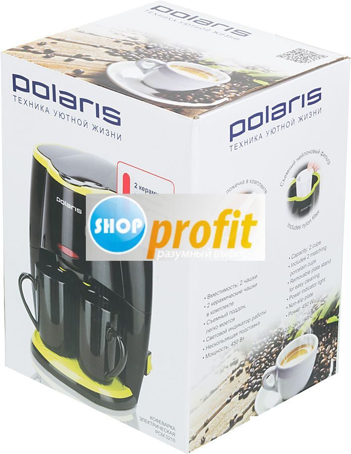 Кофеварка капельная Polaris PCM 0210, черный и салатовый (PCM 0210)