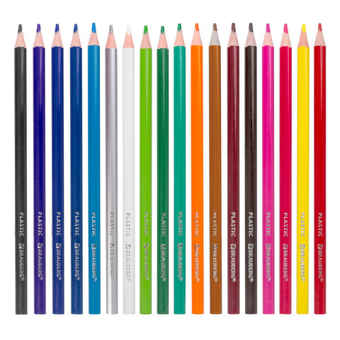 Карандаши цветные 18 цветов Brauberg Premium (L=176мм, 3гр, грифель мягкий 3мм, пластик) 8 уп. (181662)