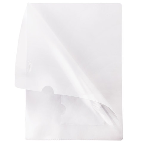 Папка-уголок Hatber (А4, 180мкм, пластик, с карманом для визитки) прозрачный (AGкм4 00100, V246931), 20шт.