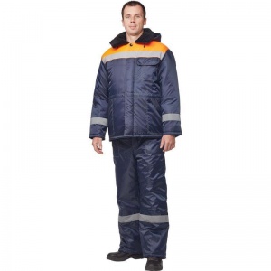 Спец.одежда Куртка зимняя мужская з32-КУ с СОП, синий/оранжевый (размер 60-62, рост 158-164)