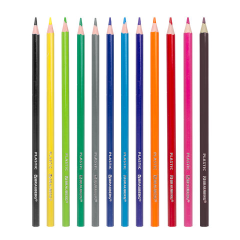 Карандаши цветные 12 цветов Brauberg Premium (L=176мм, 6гр, грифель мягкий 3мм, пластик) 12 уп. (181666)