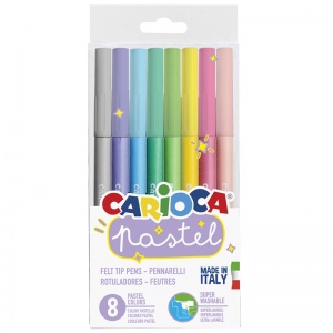 Набор фломастеров 8 цветов Carioca Pastel (линия 1-4.7мм, смываемые) пвх (43032)