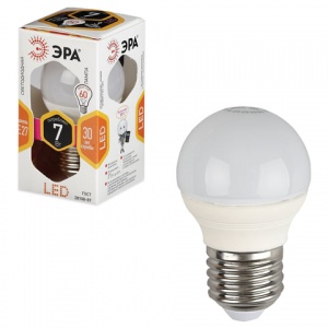 Лампа светодиодная Эра LED (7Вт, E27, шар) теплый белый, 1шт. (P45-7w-827-E27)