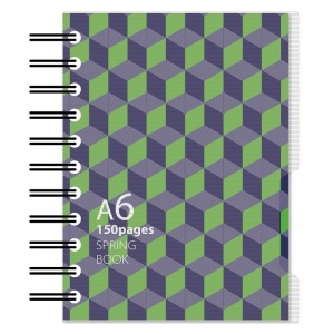 Бизнес-тетрадь А6 Attache Selection Spring Book, 150 листов, синяя/зеленая, клетка, на спирали, пластик (135х144мм), 28шт.