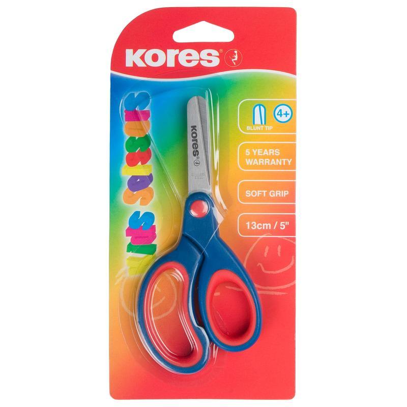 Ножницы детские Kores Softgrip, 130мм, асимметричные ручки, закругленные, 6шт.