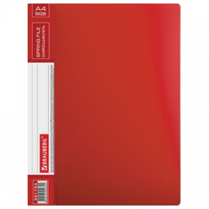 Папка с металлическим скоросшивателем и внутренним карманом Brauberg Contract (А4, 0.7мм, до 100л., пластик) красная (221783), 30шт.