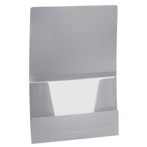 Папка на резинках пластиковая Brauberg Office (А4, до 300 листов) серый (228079)