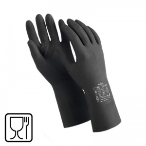 Перчатки защитные латексные Manipula Specialist КЩС-1, черные (размер 7, S), 12 пар (L-U-03/CG-942)