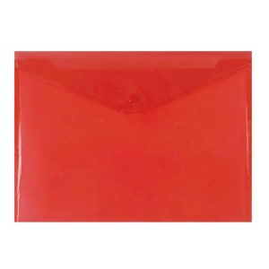 Папка-конверт на кнопке inФОРМАТ (А4, 180мкм, пластик) прозрачная красная
