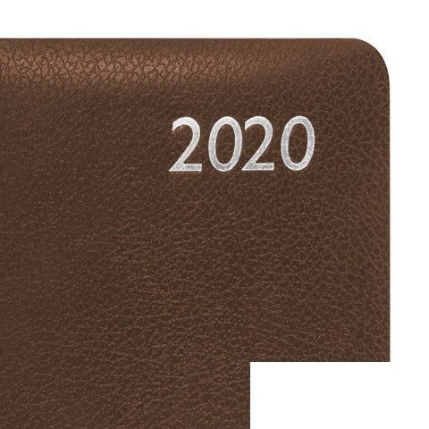 Еженедельник датированный на 2020 год А5 Brauberg Profile (64 листа) обложка кожзам &quot;под фактурную кожу&quot;, коричневая (129647)