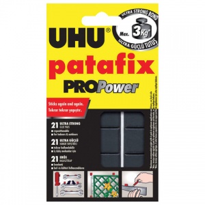 Клейкие подушки UHU Patafix ProPower, 21шт., до 3кг, многоразовые, черные (40790)