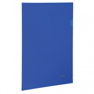 Папка-уголок Brauberg (А4, 150мкм, жесткий пластик) синяя непрозрачная (224880)