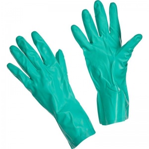 Перчатки защитные нитриловые Mapa Ultranitril 492, х/б напыление, размер 9 (L), зеленые, 1 пара