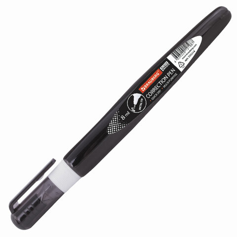 Корректирующая ручка Brauberg, 8мл, металлический наконечник, черный корпус (225214)