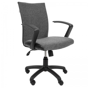 Кресло офисное Русские кресла 70, ткань Стандарт серая/экокожа черная, пластик черный (НФ-00000238)