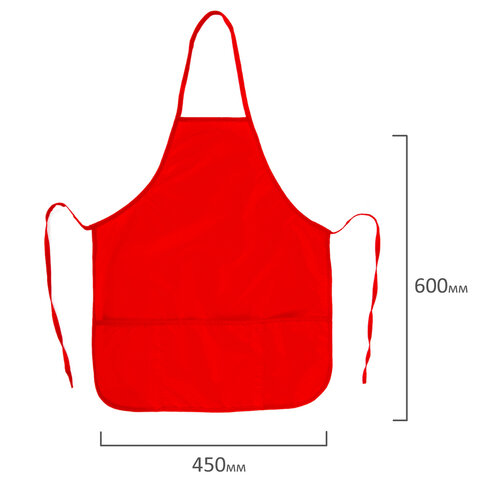 Фартук для труда с нарукавниками Brauberg, увеличенный, 3 кармана, 45х60см, красный (228362)