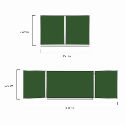 Доска магнитно-меловая трехсекционная Brauberg (100х150/300см, алюминиевая рамка) зеленая (231707)