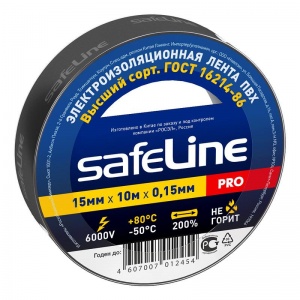 Изолента Safeline (15мм x 10м, черная) 1шт.