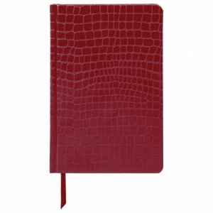 Ежедневник полудатированный А5 Brauberg Alligator (192 листа) обложка кожзам "под матовую крок. кожу", красная (124987)