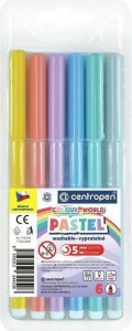 Набор фломастеров 6 цветов Centropen "Цветной мир. Пингвины" (линия 1мм, треугольный корпус) блистер (775500687), 48 уп.