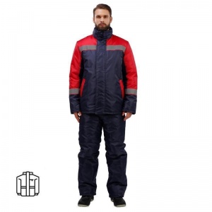 Спец.одежда Куртка зимняя мужская з38-КУ с СОП, темно-синяя/красная (размер 64-66, рост 170-176)