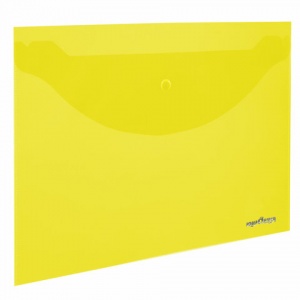 Папка-конверт на кнопке Юнландия (А4, до 100 листов, 180мкм) прозрачная, желтая, 10шт.