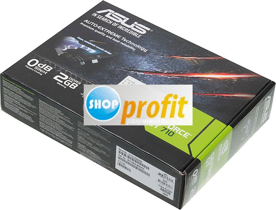 Видеокарта PCI-E 2.0 Asus GeForce GT 710, 710-2-SL, 2Гб, DDR3, Low Profile, retail (GT 710-2-SL)